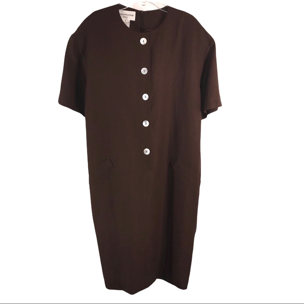 NWT Vintage Evan Picone Brown Sheath Dress